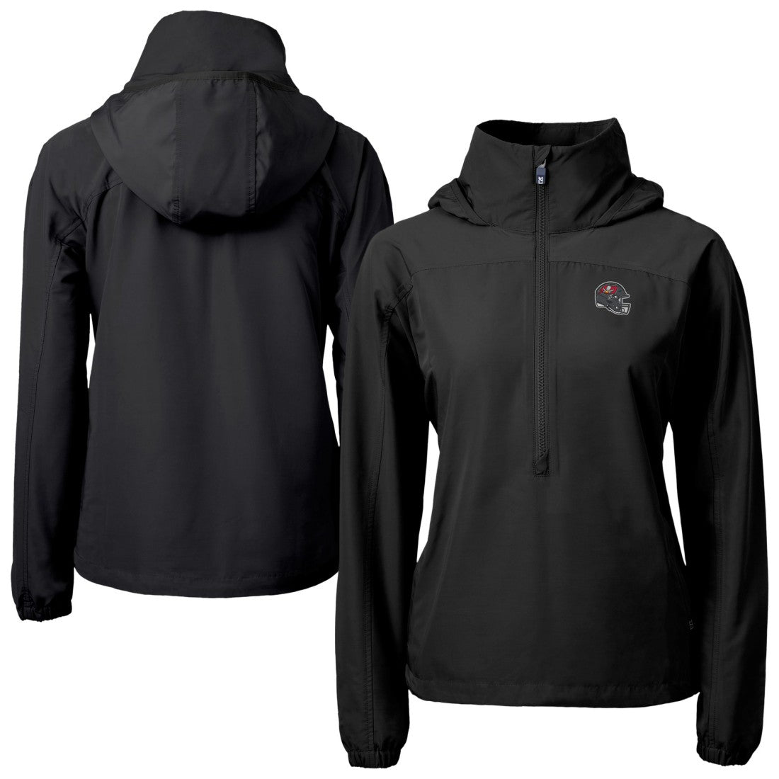 Tampa Bay Buccaneers Cutter & Buck Women's Charter Eco Recycled Half-Zip Hooded Anorak Jacket - Black outlet