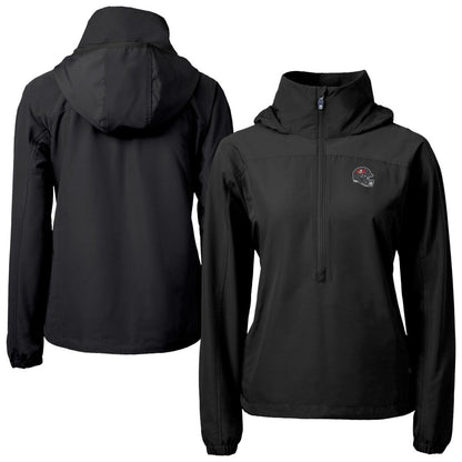 Tampa Bay Buccaneers Cutter & Buck Women's Charter Eco Recycled Half-Zip Hooded Anorak Jacket - Black outlet