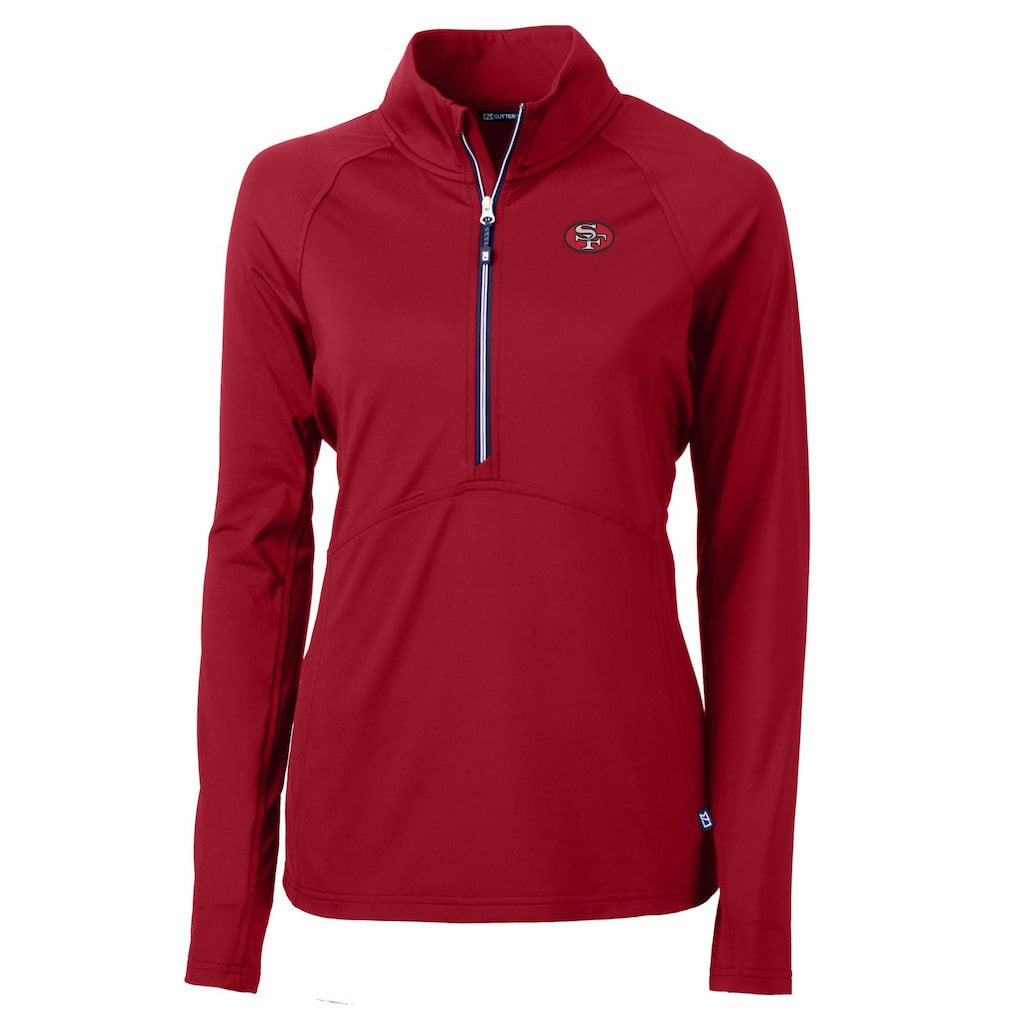 San Francisco 49ers Cutter & Buck Women's Adapt Eco Knit Stretch Recycled Raglan Half-Zip Top - Red outlet
