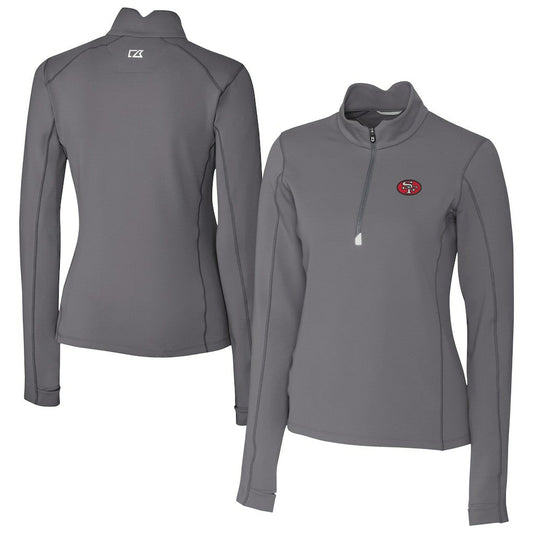 San Francisco 49ers Cutter & Buck Women's Traverse Stretch Quarter-Zip Pullover Top - Gray sale