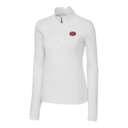 San Francisco 49ers Cutter & Buck Women's Traverse Stretch Quarter-Zip Pullover Top - White on sale