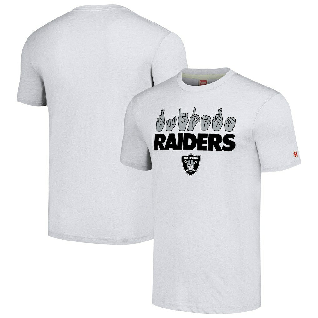 Las Vegas Raiders Homage Unisex The NFL ASL Collection by Love Sign American Sign Language T-Shirt - Ash sale