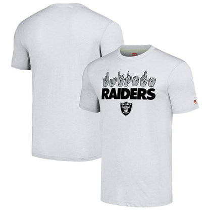 Las Vegas Raiders Homage Unisex The NFL ASL Collection by Love Sign American Sign Language T-Shirt - Ash sale