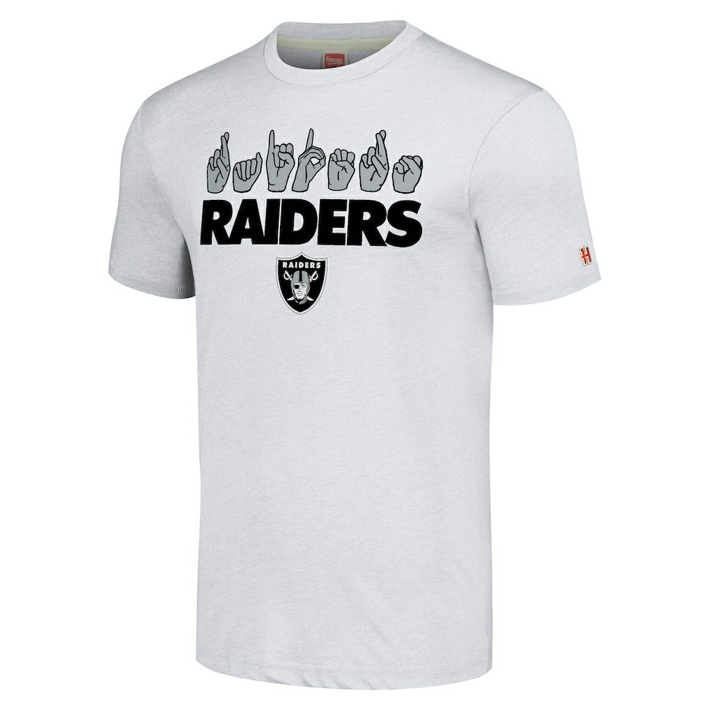 Las Vegas Raiders Homage Unisex The NFL ASL Collection by Love Sign American Sign Language T-Shirt - Ash sale