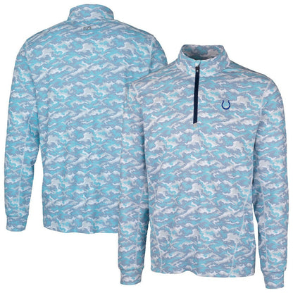 Indianapolis Colts Cutter & Buck Traverse Camo Print Stretch Quarter-Zip Pullover Top - Blue cheap