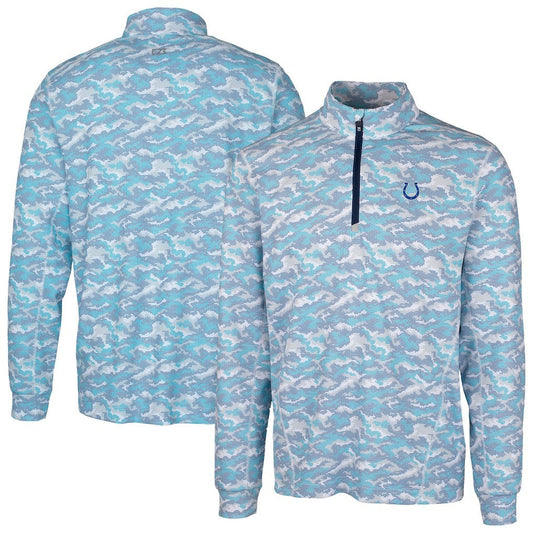 Indianapolis Colts Cutter & Buck Traverse Camo Print Stretch Quarter-Zip Pullover Top - Blue cheap