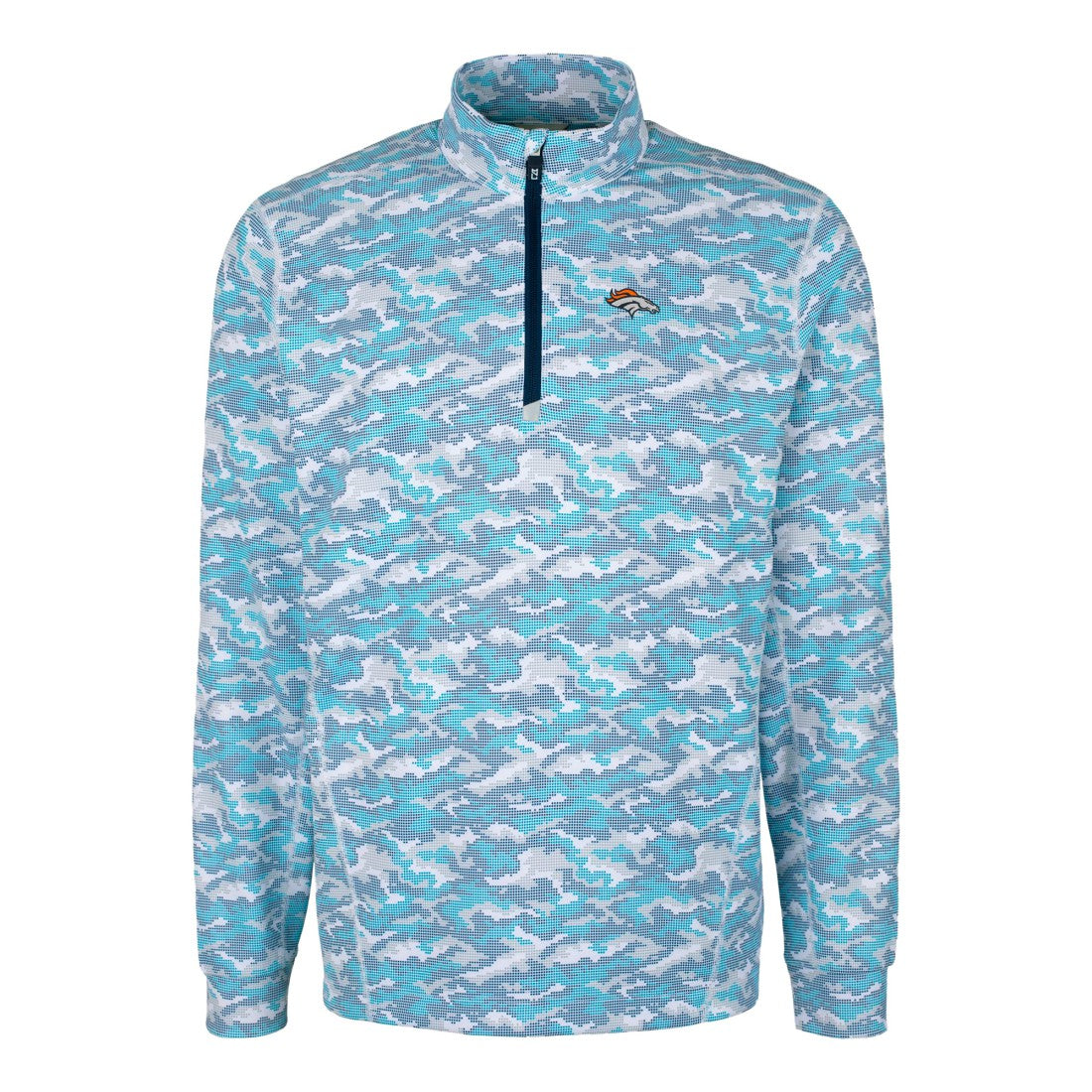Denver Broncos Cutter & Buck Traverse Camo Print Stretch Quarter-Zip Pullover Top - Blue online