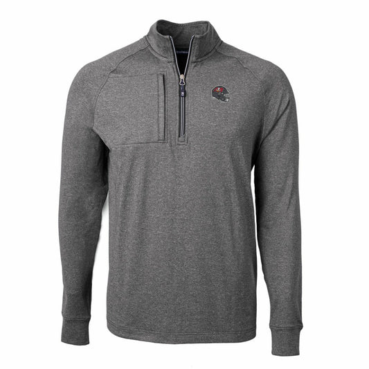 Tampa Bay Buccaneers Cutter & Buck Big & Tall Adapt Eco Raglan Quarter-Zip Jacket - Heather Black discount