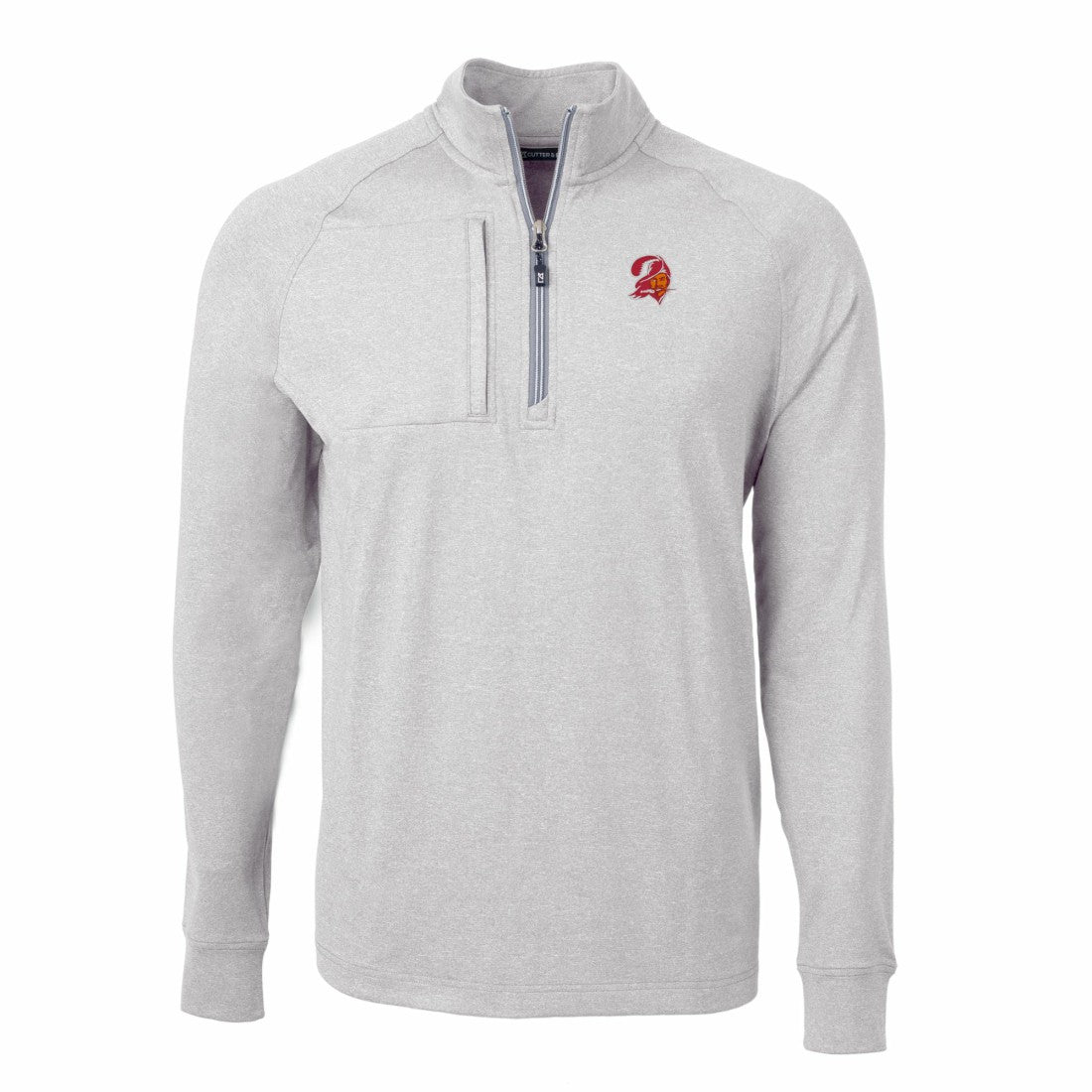 Tampa Bay Buccaneers Cutter & Buck Big & Tall Adapt Eco Raglan Quarter-Zip Jacket - Heather Gray on sale
