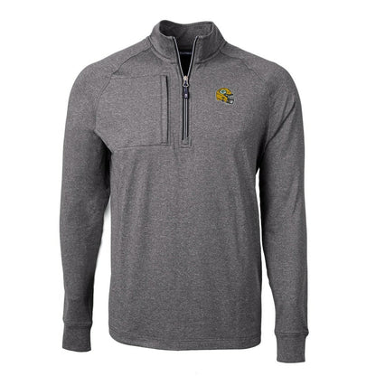 Green Bay Packers Cutter & Buck Big & Tall Adapt Eco Raglan Quarter-Zip Jacket - Heather Black for sale