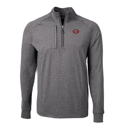 San Francisco 49ers Cutter & Buck Big & Tall Adapt Eco Raglan Quarter-Zip Jacket - Heather Black discount