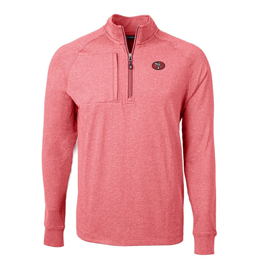 San Francisco 49ers Cutter & Buck Big & Tall Adapt Eco Raglan Quarter-Zip Jacket - Heather Scarlet cheap
