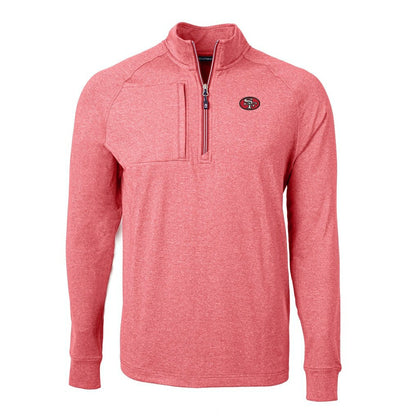 San Francisco 49ers Cutter & Buck Big & Tall Adapt Eco Raglan Quarter-Zip Jacket - Heather Scarlet cheap