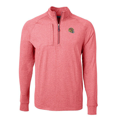 San Francisco 49ers Cutter & Buck Big & Tall Adapt Eco Raglan Quarter-Zip Jacket - Heather Scarlet on sale