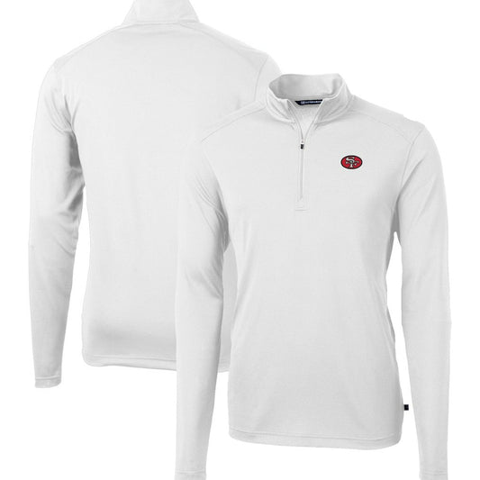 San Francisco 49ers Cutter & Buck Big & Tall Virtue Eco Pique Quarter-Zip Jacket - White on sale