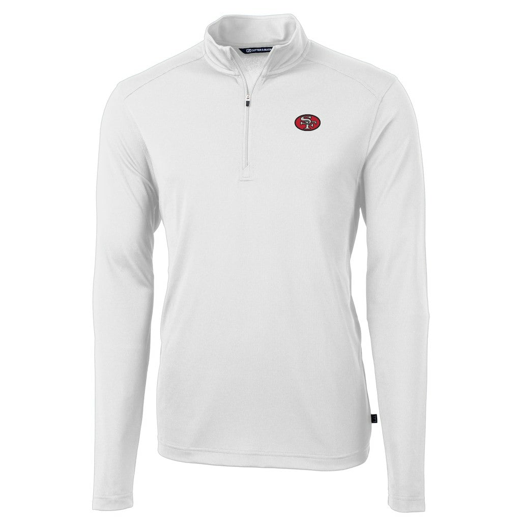 San Francisco 49ers Cutter & Buck Big & Tall Virtue Eco Pique Quarter-Zip Jacket - White on sale