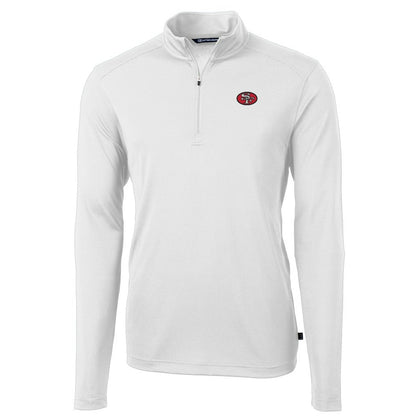 San Francisco 49ers Cutter & Buck Big & Tall Virtue Eco Pique Quarter-Zip Jacket - White on sale