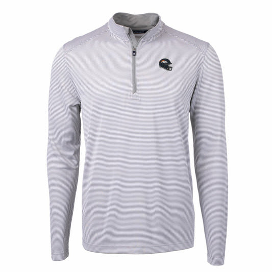 Denver Broncos Cutter & Buck Big & Tall Virtue Eco Pique Micro Stripe Tri-Blend Quarter-Zip Jacket - Gray outlet