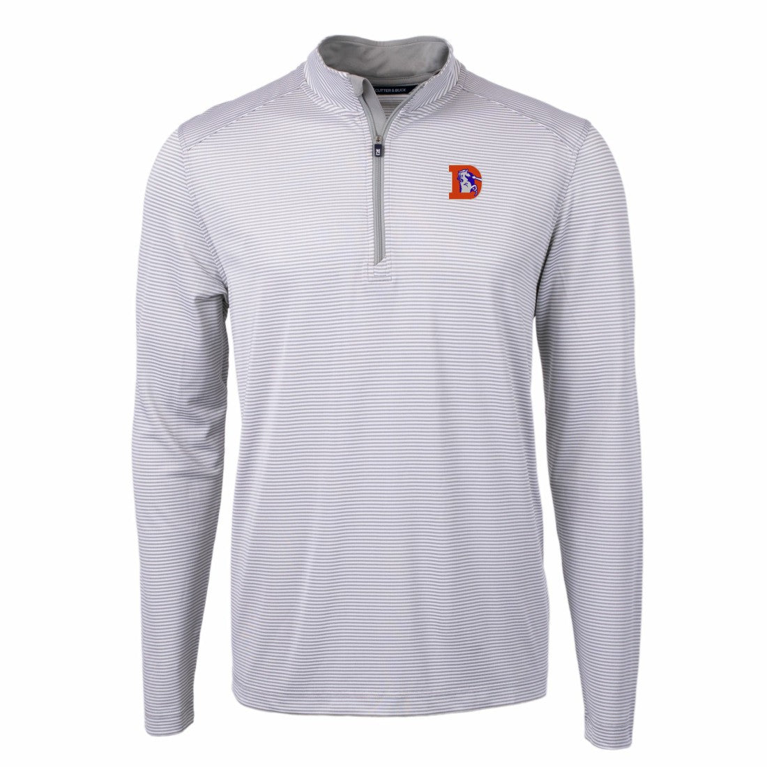 Denver Broncos Cutter & Buck Big & Tall Virtue Eco Pique Micro Stripe Tri-Blend Quarter-Zip Jacket - Gray sale