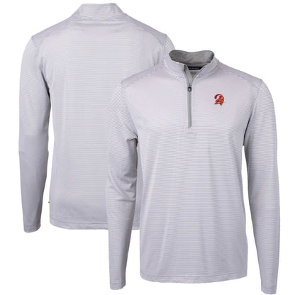 Tampa Bay Buccaneers Cutter & Buck Big & Tall Virtue Eco Pique Micro Stripe Tri-Blend Quarter-Zip Jacket - Gray on sale
