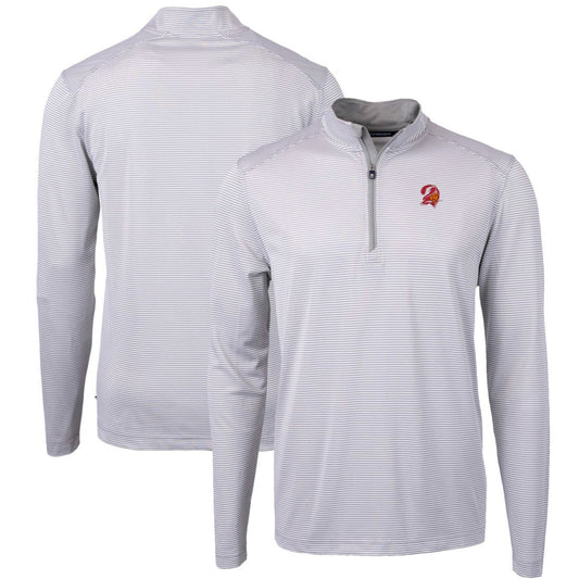 Tampa Bay Buccaneers Cutter & Buck Big & Tall Virtue Eco Pique Micro Stripe Tri-Blend Quarter-Zip Jacket - Gray on sale