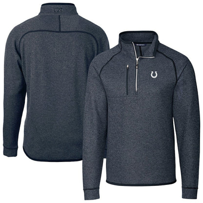 Indianapolis Colts Cutter & Buck Big & Tall Mainsail Sweater-Knit Half-Zip Jacket - Heather Navy online