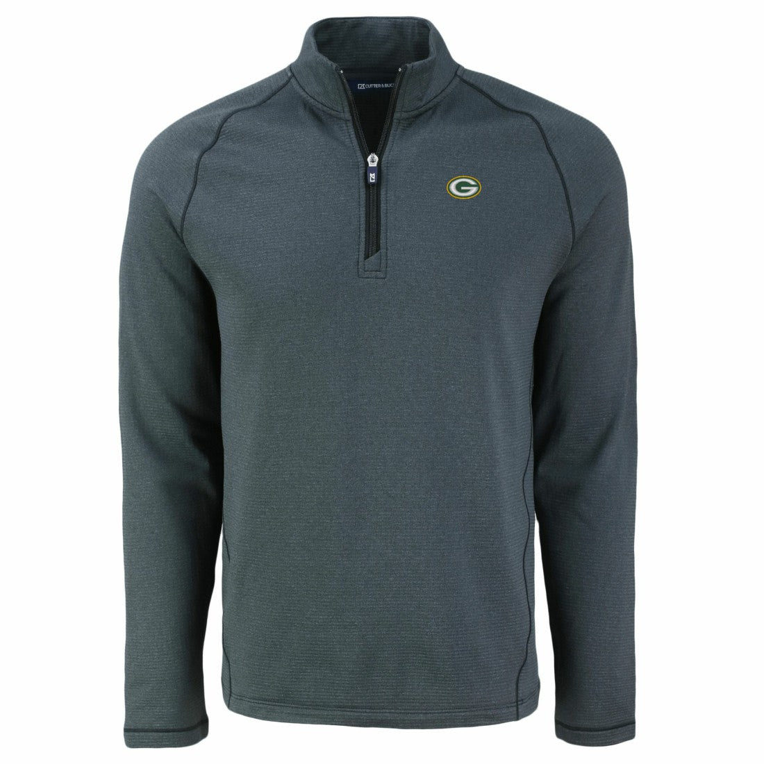 Green Bay Packers Cutter & Buck Peshastin Eco Fleece Tri-Blend Raglan Recycled Quarter-Zip Jacket - Heather Black cheap
