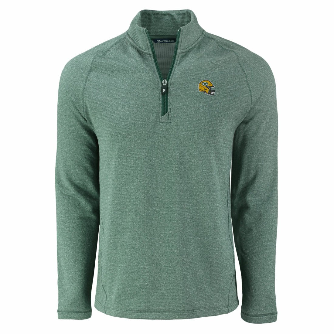 Green Bay Packers Cutter & Buck Peshastin Eco Fleece Tri-Blend Raglan Recycled Quarter-Zip Jacket - Heather Green cheap