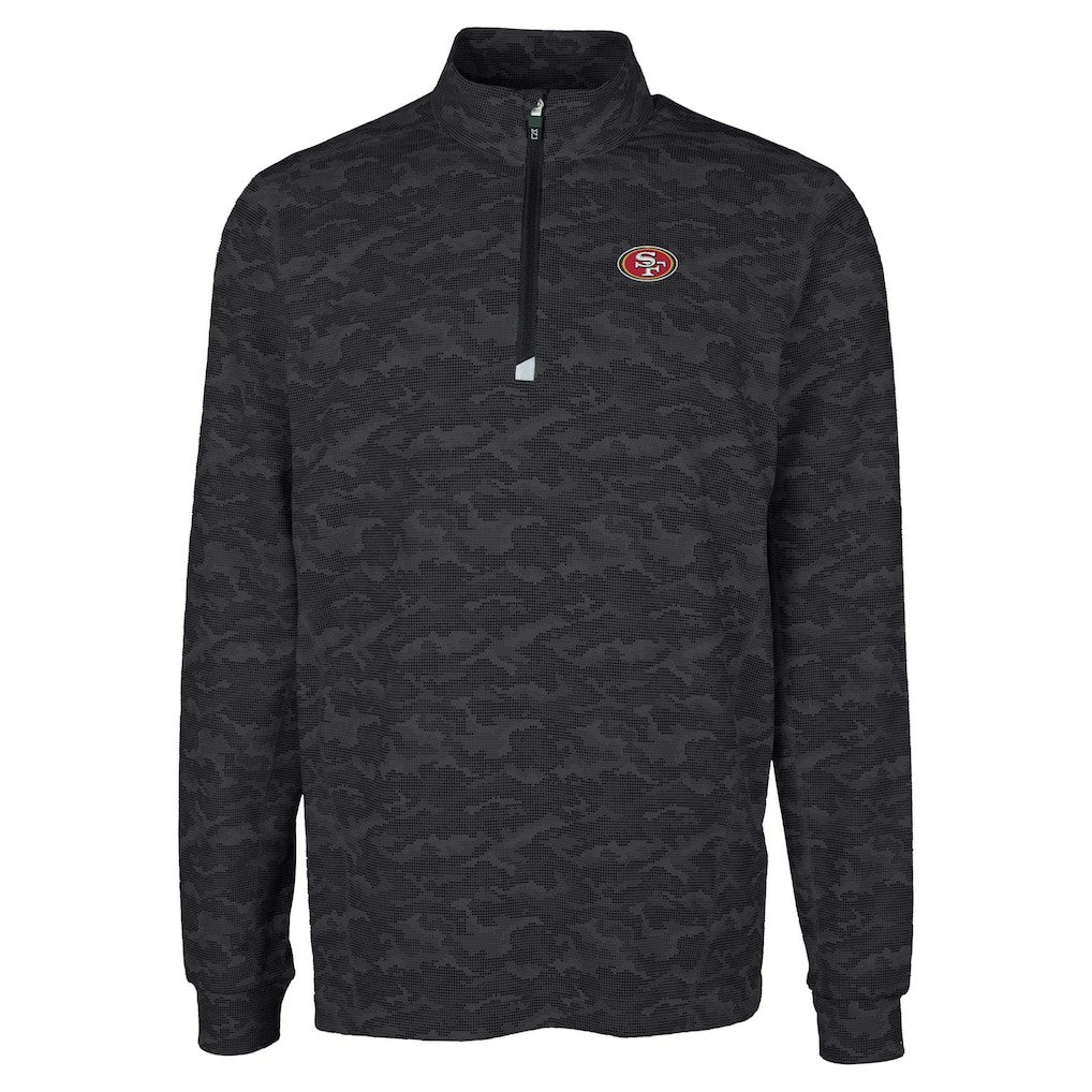 San Francisco 49ers Cutter & Buck Big & Tall Traverse Eco Camo Tri-Blend DryTec Quarter-Zip Jacket - Black sale