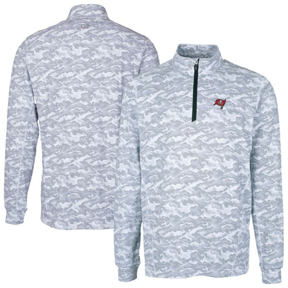 Tampa Bay Buccaneers Cutter & Buck Big & Tall Traverse Eco Camo Tri-Blend DryTec Quarter-Zip Jacket - Charcoal sale