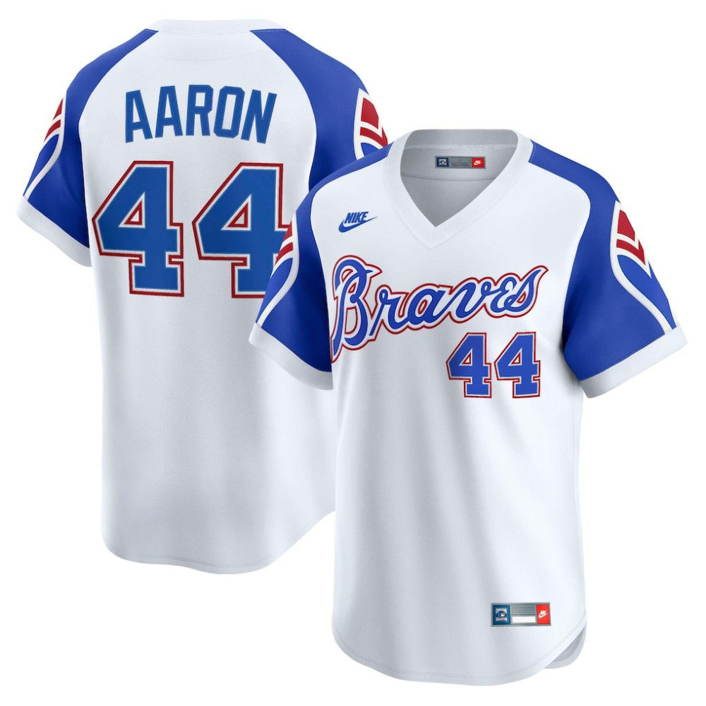 Hank Aaron Atlanta Braves Throwback Cooperstown Collection Limited Jersey - White | Nike