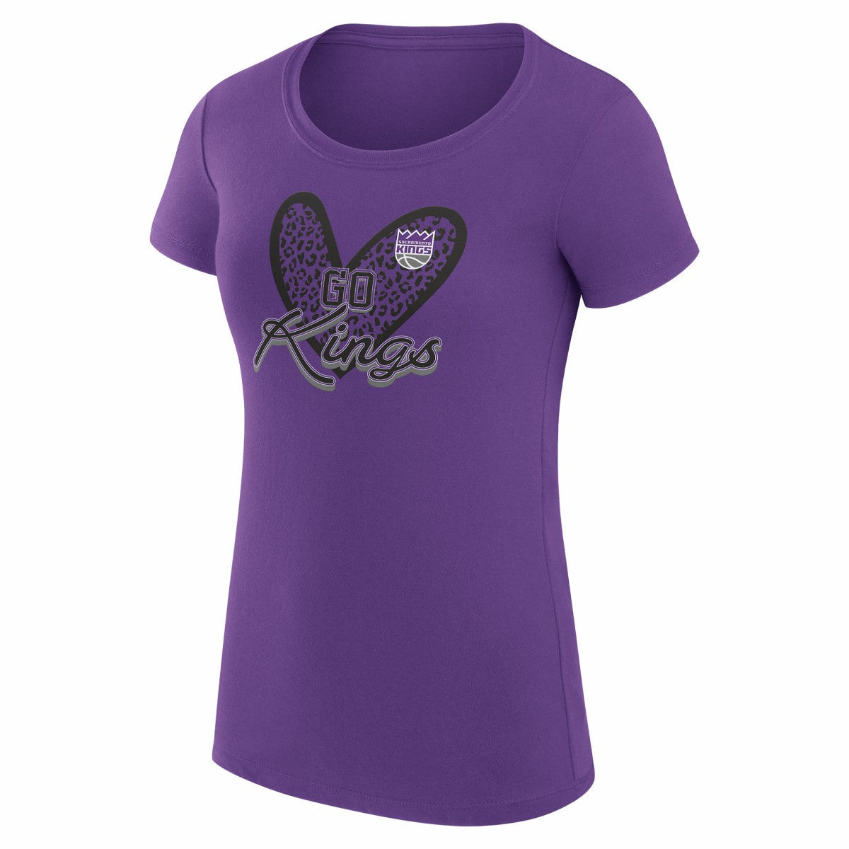 Sacramento Kings G-III 4Her by Carl Banks Women's Super-Slim Fit Lightweight Leopard Heart T-Shirt - Purple online