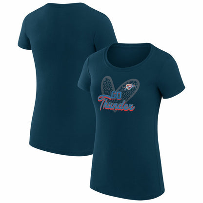 Oklahoma City Thunder G-III 4Her by Carl Banks Women's Super-Slim Fit Lightweight Leopard Heart T-Shirt - Navy outlet