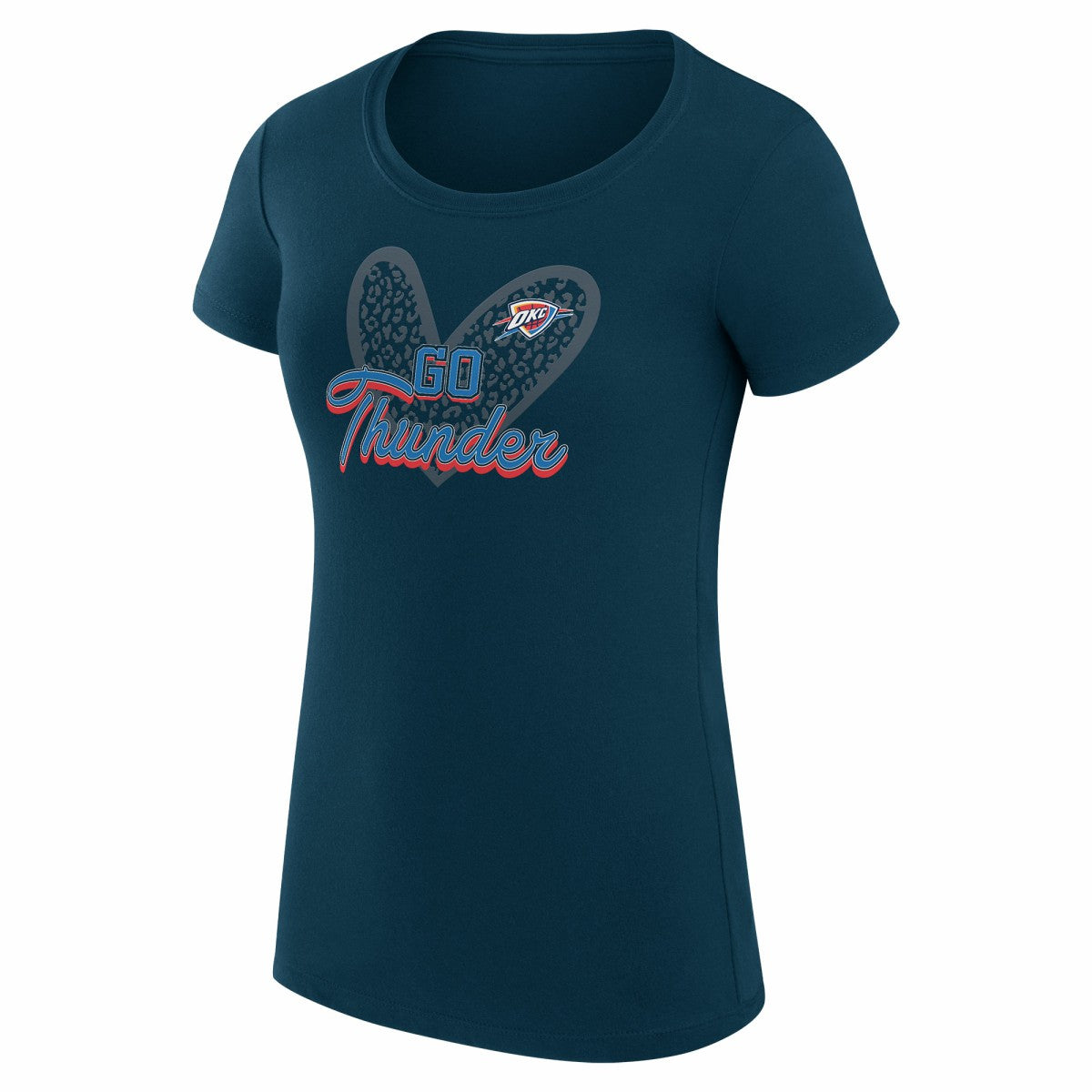 Oklahoma City Thunder G-III 4Her by Carl Banks Women's Super-Slim Fit Lightweight Leopard Heart T-Shirt - Navy outlet