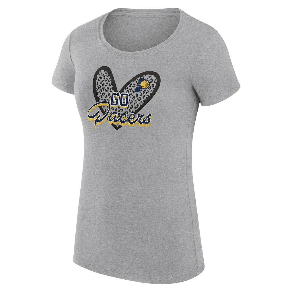 Indiana Pacers G-III 4Her by Carl Banks Women's Super-Slim Fit Lightweight Leopard Heart T-Shirt - Heather Gray shop