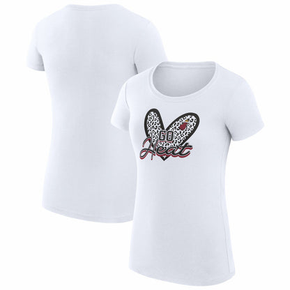 Miami Heat G-III 4Her by Carl Banks Women's Super-Slim Fit Lightweight Leopard Heart T-Shirt - White sale