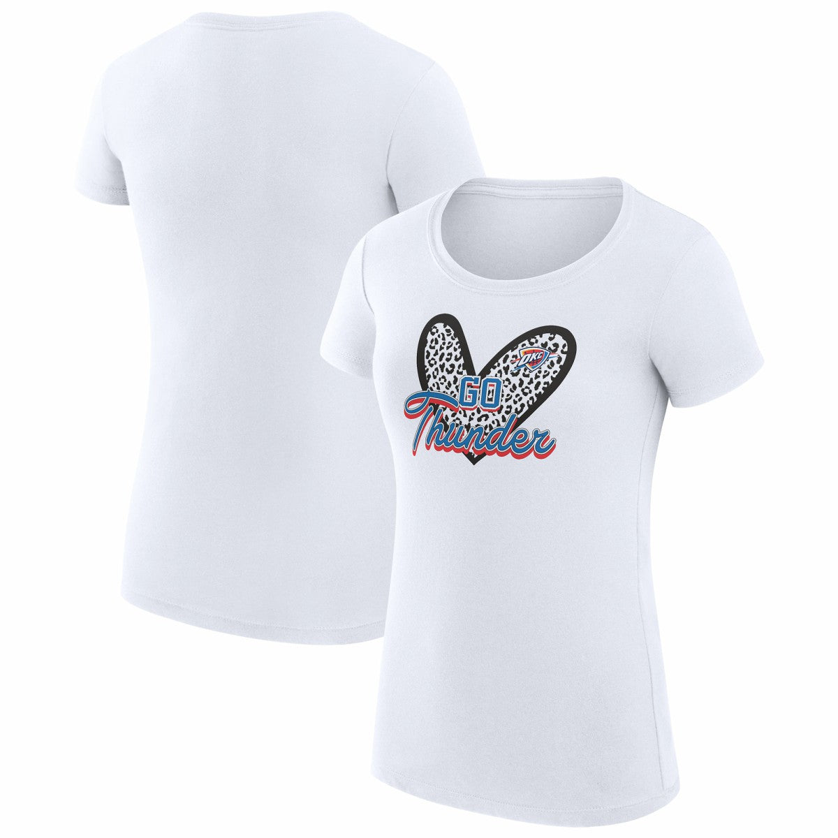 Oklahoma City Thunder G-III 4Her by Carl Banks Women's Super-Slim Fit Lightweight Leopard Heart T-Shirt - White on sale