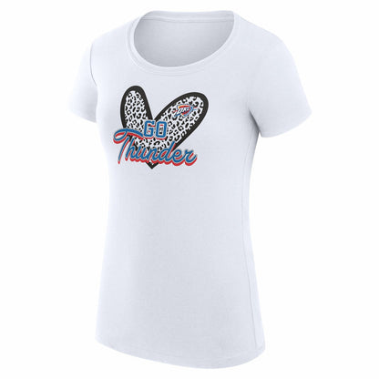 Oklahoma City Thunder G-III 4Her by Carl Banks Women's Super-Slim Fit Lightweight Leopard Heart T-Shirt - White on sale
