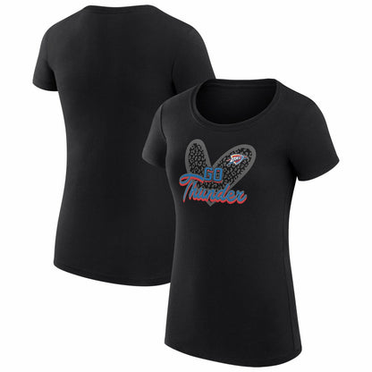 Oklahoma City Thunder G-III 4Her by Carl Banks Women's Super-Slim Fit Lightweight Leopard Heart T-Shirt - Black on sale