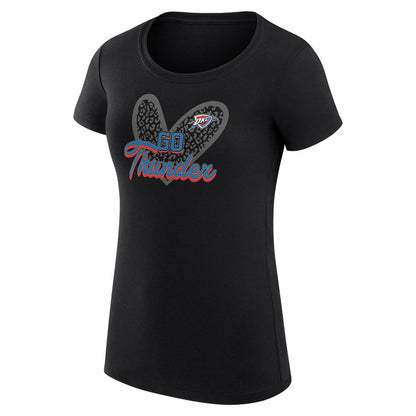 Oklahoma City Thunder G-III 4Her by Carl Banks Women's Super-Slim Fit Lightweight Leopard Heart T-Shirt - Black on sale