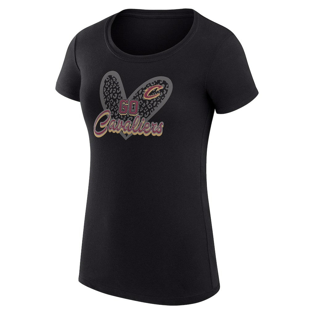 Cleveland Cavaliers G-III 4Her by Carl Banks Women's Super-Slim Fit Lightweight Leopard Heart T-Shirt sale - Black sale