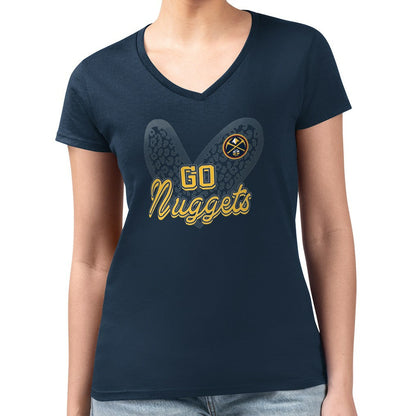 Denver Nuggets G-III 4Her by Carl Banks Women's Super-Slim Fit Lightweight Leopard Heart V-Neck T-Shirt sale - Navy shop