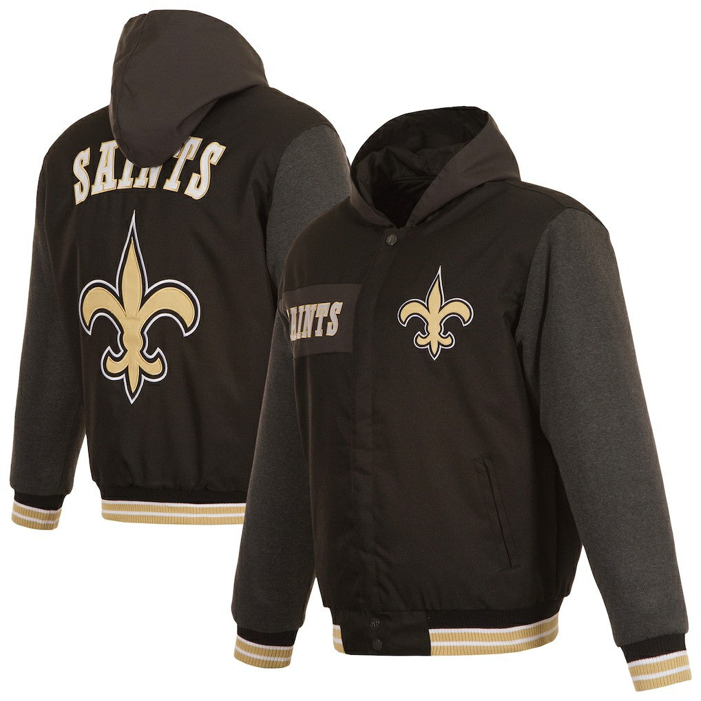 New Orleans Saints JH Design Reversible Twill Hoodie Full-Zip Jacket - Black sale