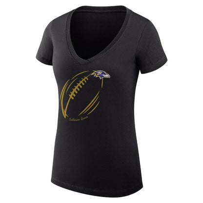 Baltimore Ravens G-III 4Her by Carl Banks Women's Super-Slim Fit Lightweight Subtle Football V-Neck T-Shirt - Black on sale