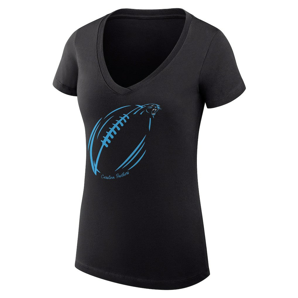 Carolina Panthers G-III 4Her by Carl Banks Women's Super-Slim Fit Lightweight Subtle Football V-Neck T-Shirt - Black sale