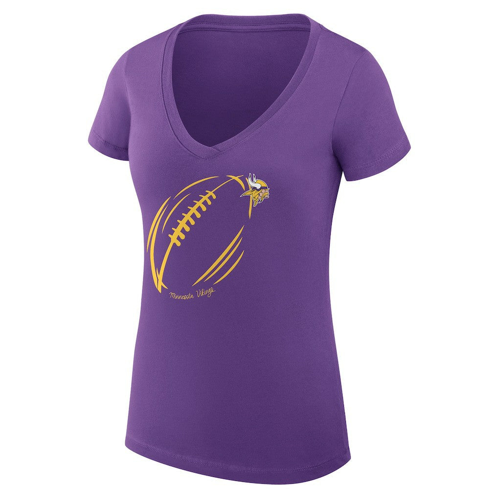 Minnesota Vikings G-III 4Her by Carl Banks Women's Super-Slim Fit Lightweight Subtle Football V-Neck T-Shirt - Purple for sale