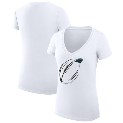 Carolina Panthers G-III 4Her by Carl Banks Women's Super-Slim Fit Lightweight Subtle Football V-Neck T-Shirt - White sale