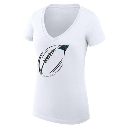 Carolina Panthers G-III 4Her by Carl Banks Women's Super-Slim Fit Lightweight Subtle Football V-Neck T-Shirt - White sale