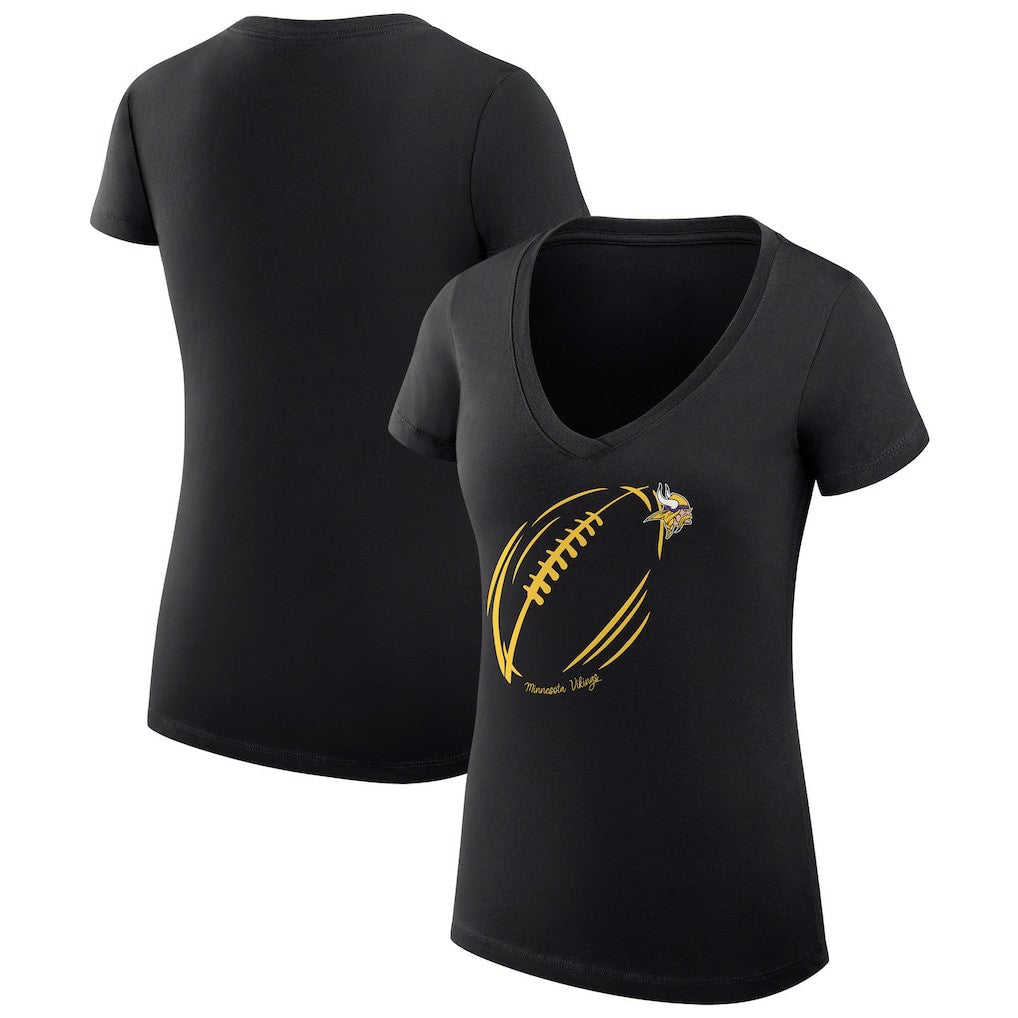 Minnesota Vikings G-III 4Her by Carl Banks Women's Super-Slim Fit Lightweight Subtle Football V-Neck T-Shirt - Black outlet