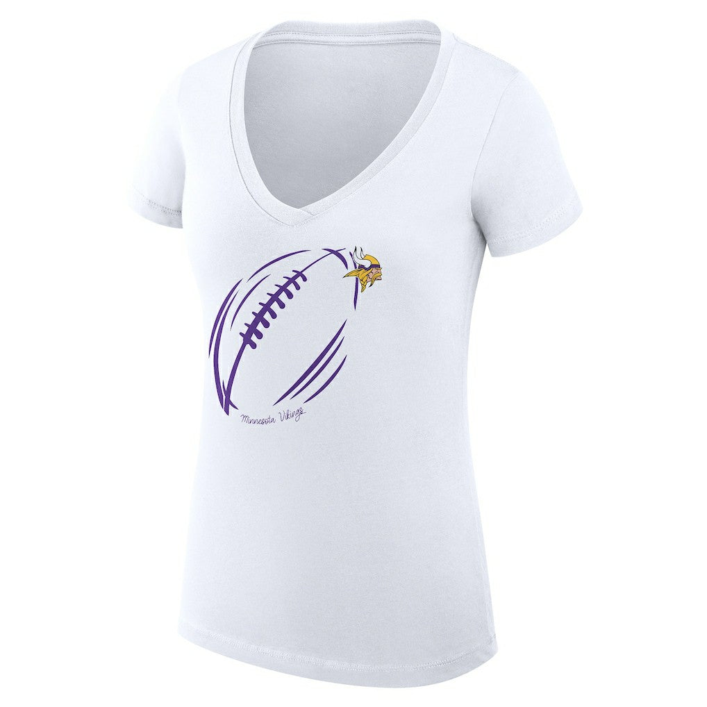 Minnesota Vikings G-III 4Her by Carl Banks Women's Super-Slim Fit Lightweight Subtle Football V-Neck T-Shirt - White for sale